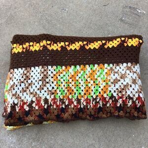 Granny Square Crochet Home Made Blanket 85” X 137”